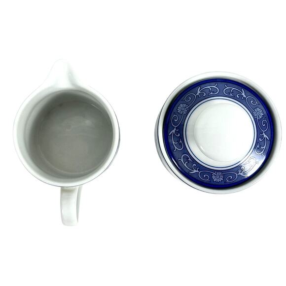 Imari Blossom China Retired Blue White Floral Butterfly Creamer/Sugar Bowl-Rare! - Picture 5 of 9